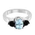 thumbnail image 3 of AoneJewelry 1.50 Carat Oval Shape Aquamarine and Black Diamond Ring in 10K Solid White Gold, 3 of 5
