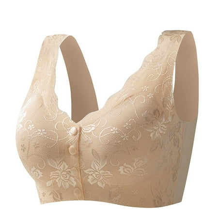 Audhol Seamless Bra Women s Seamless Nursing Bra for Pregnant Women Front Buckle Lace No Ring Bra Cup Convenient for Breastfeeding During Pregnancy and Childbirth Front Closure Bras for Women Khaki XL