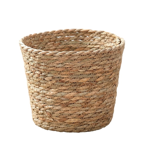 Woven Rattan Flower Pot for Indoor Plants, Natural Fiber Planter Basket, Decorative Straw Garden Container, Boho Style Plant Holder for Home and Patio Decor.