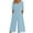 Sky Blue, variant on Zpanxa Jumpsuits for Women Casual Summer Fashionable and Comfortable Solid Color Short Sleeved V-neck Jumpsuit Gray M