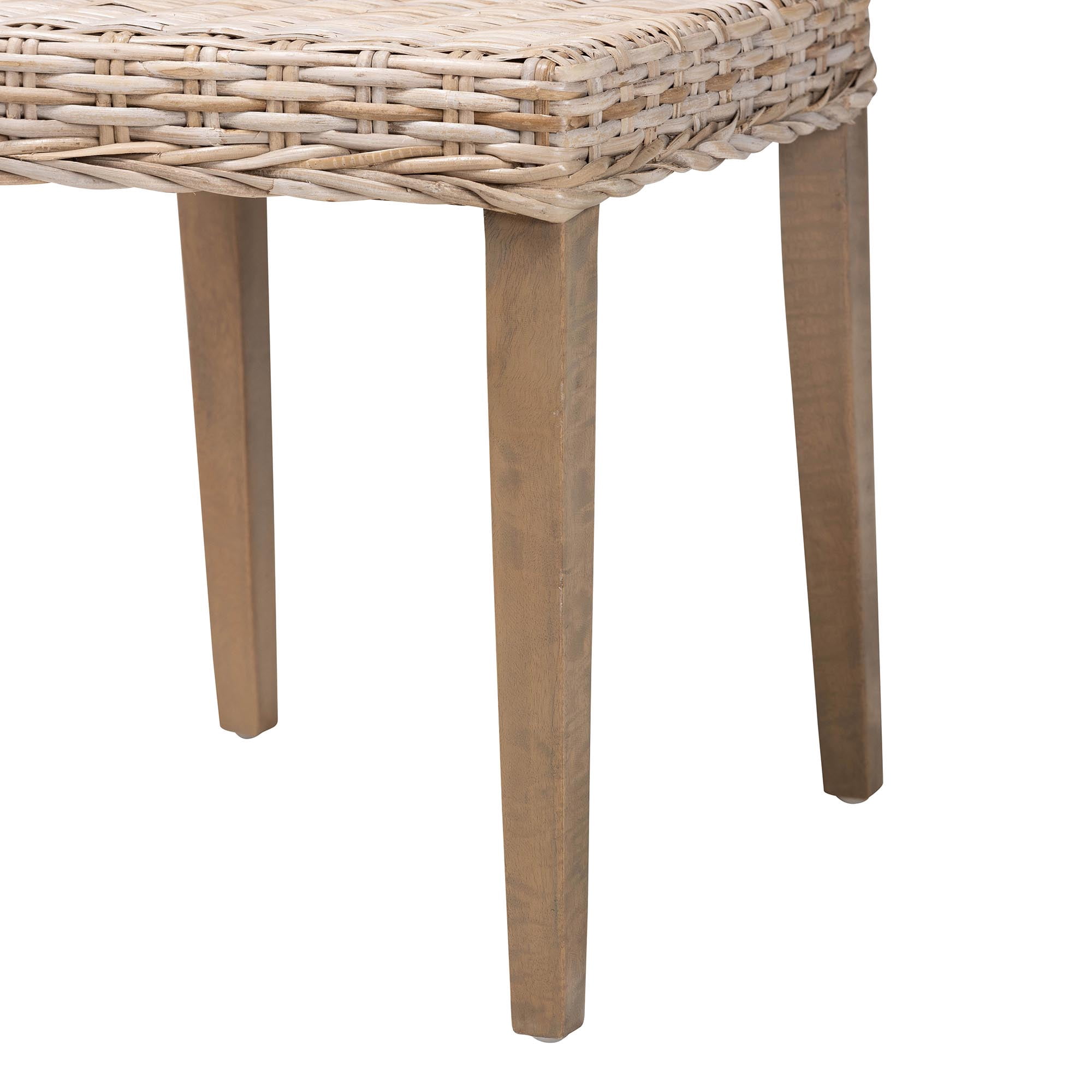 bali & pari Barossa Boho Dining Chair, Handwoven Natural Kubu Rattan, Grey