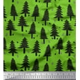 thumbnail image 1 of Soimoi Green Poly Georgette Fabric Snow & Cedar Tree Decor Fabric Printed Yard 42 Inch Wide, 1 of 5