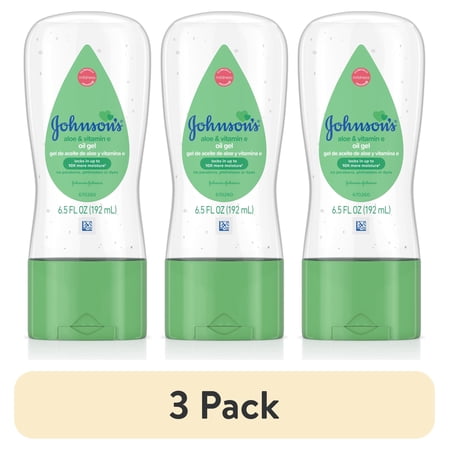 (3 pack) Johnson's Baby Body Moisturizing Oil Gel, Aloe Vera & Vitamin E, Soothing, 6.5 fl oz