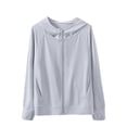 thumbnail image 2 of CCRFTGI Girls Jacket Size 6 Lightweight Upf Sun Protection Zip Up Long Sleeve Rash Guard Style Hooded Cooling Shirt Summer Jacket Light Gray 9-10 Years, 2 of 4
