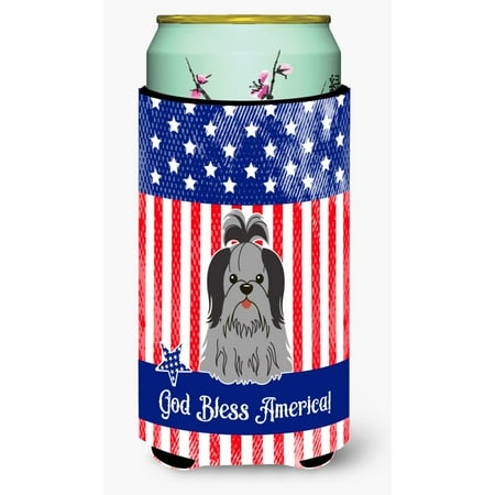 

Carolines Treasures BB3084TBC Patriotic USA Shih Tzu Black Silver Tall Boy Beverage Insulator Hugger Tall Boy