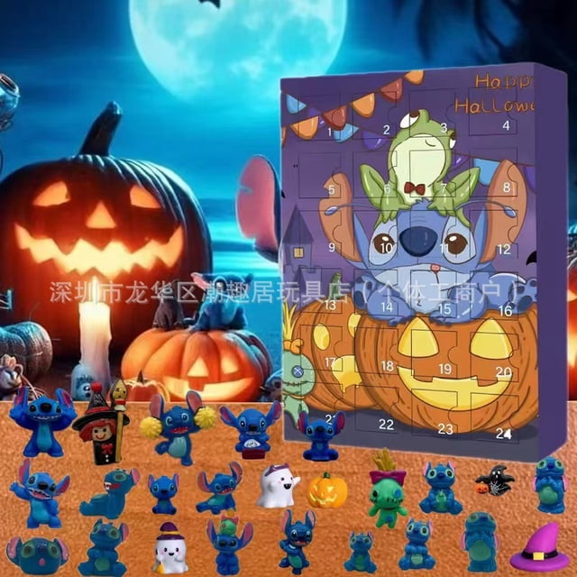 Calendario de Adviento de Navidad 2024 Stitch, caja ciega, 24 adornos de regalo de cuenta regresiva de Navidad