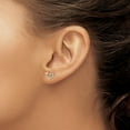 thumbnail image 4 of FJC Finejewelers 14 kt Two Tone Gold Button CZ Heart with Butterfly Post Earrings 7 x 8 mm, 4 of 6