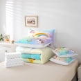 thumbnail image 5 of Homewish Kids Magic Unicorn Bedding Comforter Set 7pcs, Stars Rainbow Galaxy King Bedding Sets, Dreamy Cartoon Butterfly Bed Sheets, Lightweight Room Decor, 5 of 7