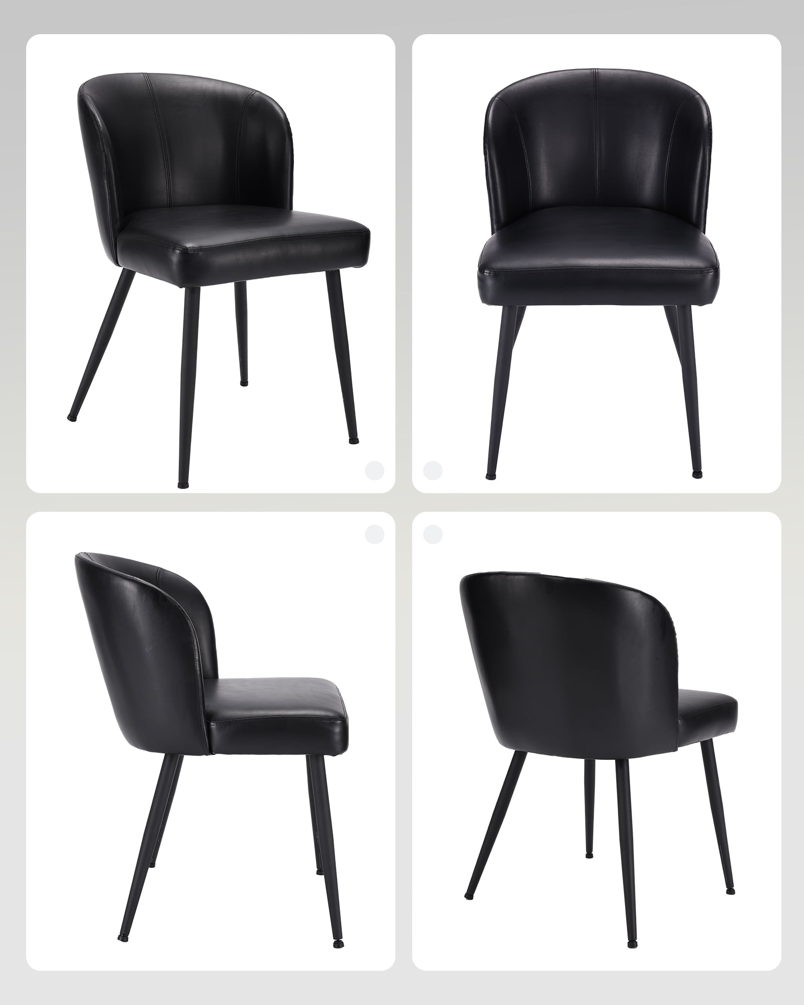 Sailvan Dining Chairs Set of 6, Modern PU Leather Upholstered Kitchen Chairs for Dining Room & Living Room with High Back, Easy Maintaince, Black