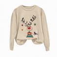 thumbnail image 4 of Towmus Christmas Sweatshirts for Women Cute Sweatshirt Elk Print Casual Long Sleeve Crewneck Pullover Tops, 4 of 6