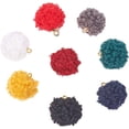 thumbnail image 1 of 80 piezas de pompones de terciopelo en 8 colores, colgantes para pendientes, borlas de tela con pétalos dorados y remates para hacer pendientes colgantes y llaveros., 1 of 8
