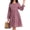 Rose Red, variant on Cuteduck Women Plus Size Fall Casual Long Sleeve Dress Round Neck Tiered Knitted Flared Sleeve Midi Ruffle Dress 1X-5X
