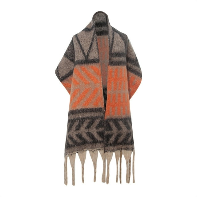 SUNSIOM Foulard Mode Châle pour Femmes Imprimé Feuilles avec Franges Pashmina Grande Couverture Chaude pour Automne Hiver