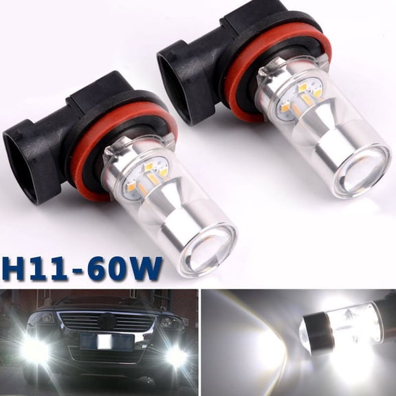 2Pcs Set Super Bright White H11 H8 2323 60W Car LED Fog Driving Light Lamp Bulb