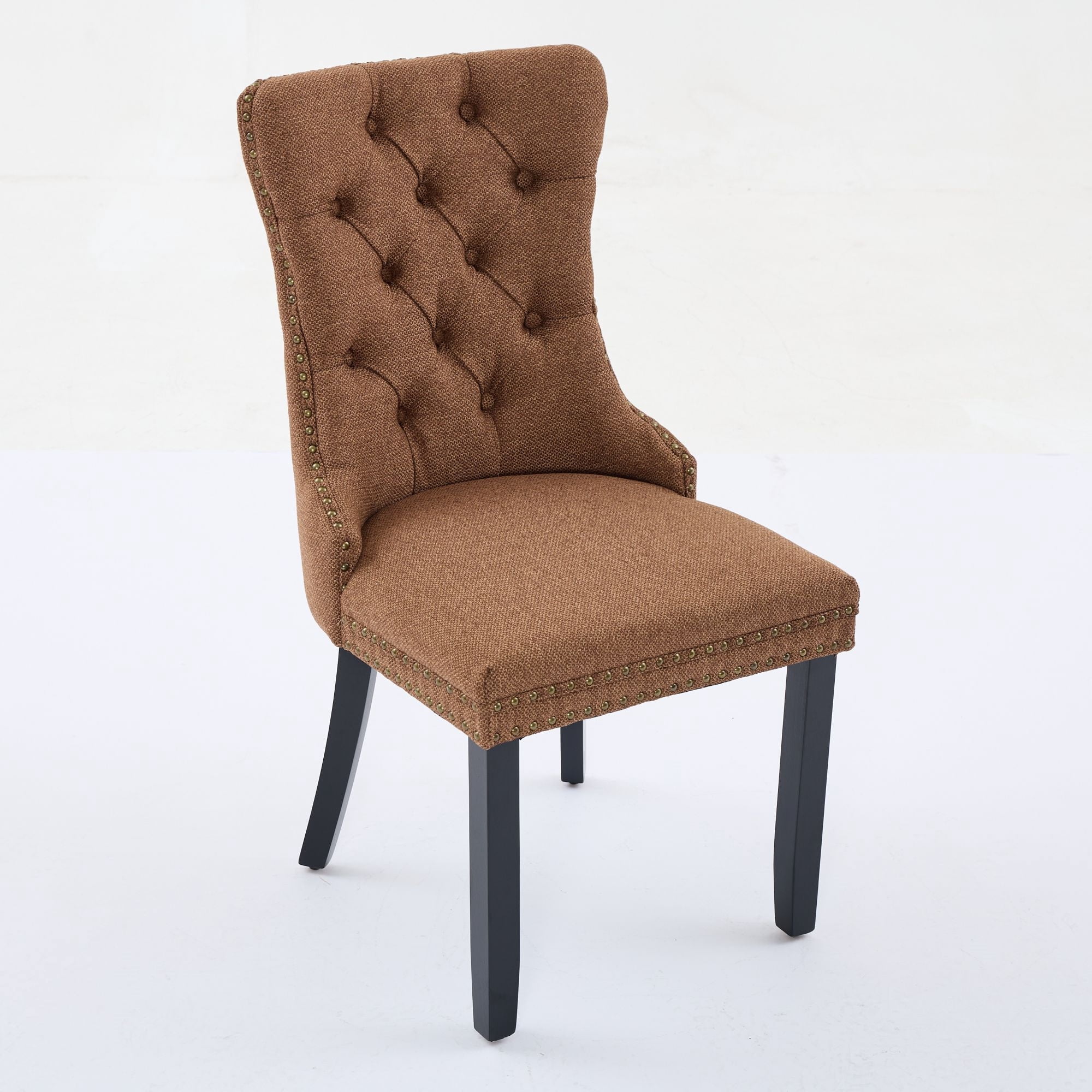 Miniyam Dining Chair Set of 2, High-end Tufted Contemporary Flax Upholstered, Coffee