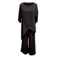 thumbnail image 4 of NMMUED Women’s Cotton Linen 2 Piece Set Summer Casual Lounge Outfit Asymmetrical Draped Top Full Length Wide Leg Pants with Pockets Loose Fit Matching Loungewear Linen Sets for Women 2 Piece, 4 of 5