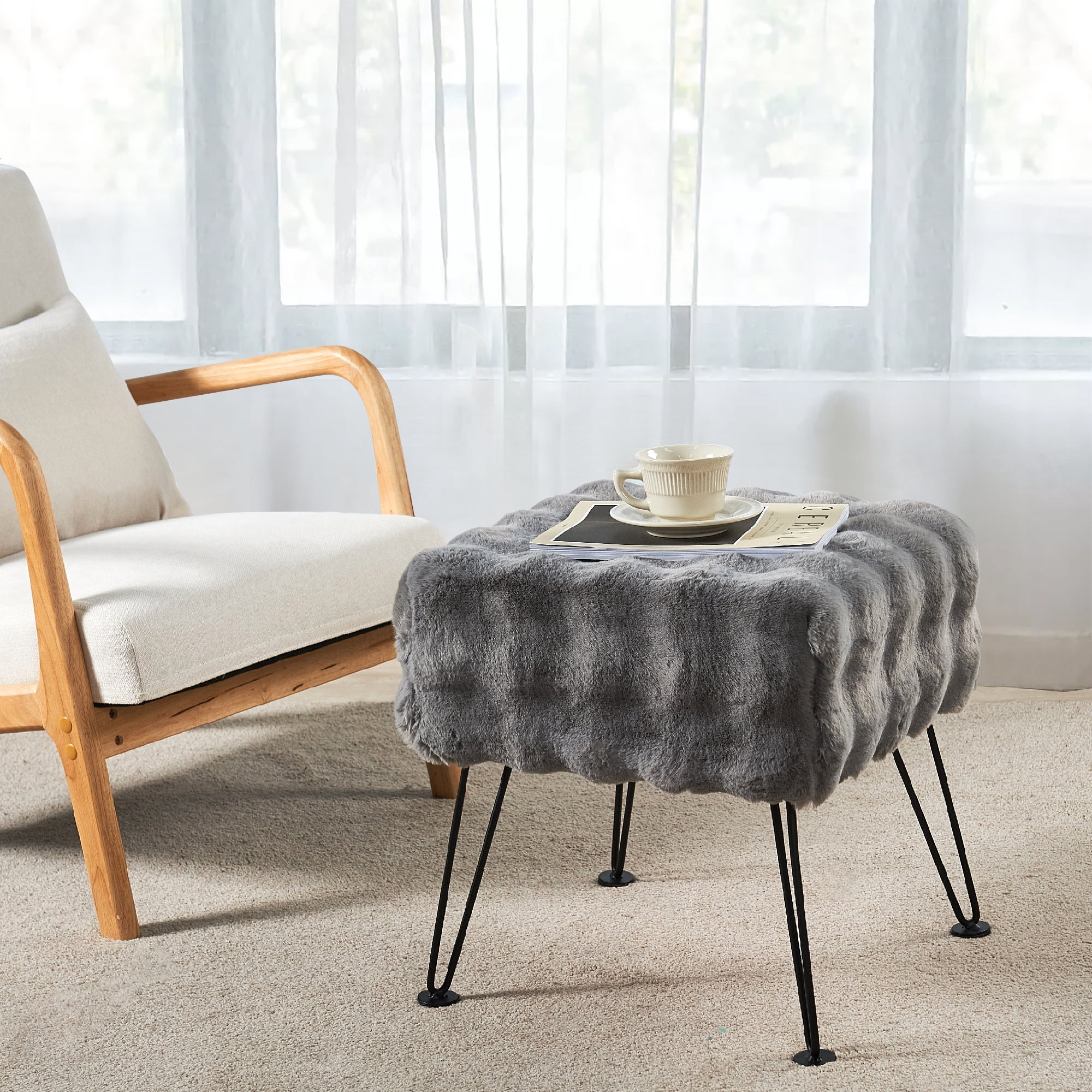 Home Soft Things Bubble Textured Stool Ottoman - Grey - 17'' x 17'' x 17''