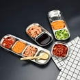 thumbnail image 3 of Ludlz Drizzle Sauce Dish Stainless Steel Soy Tomato Sauce Salt Vinegar Sugar Spices Flavor Condiment Dip Bowls Korean BBQ Home Kitchen Plates Snack Container Multi-grid Dish, 3 of 7