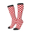 thumbnail image 2 of Red Checkerboard Pattern Knee High Socks for Women Long Leg Warmers Socks, 2 of 7