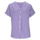 thumbnail image 3 of Camisas de Manga Larga para Mujeres Cuello en V de Ajuste Suelto Botón de Manga Corta Lino Túnica Blusa Cuadrado, 3 of 8