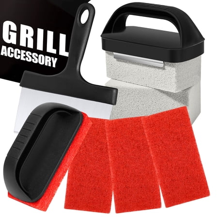 Xueyu Griddle Cleaning Kit for Blackstone, Flat Top Grill Cleaner Grill Cleaning Kit with Grill Brick, Griddle Scraper,Grill Brush and Handles, Griddle Accessories Kit Easy to Remove Stain(10 Pack)