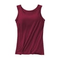 thumbnail image 3 of Lumtrix Built in Bra Tank Tops for Women Summer Sleeveless Square Neck Casual Basic Tops 2026 Slim Fit Wide Strap Cami Wine 2XL, 3 of 4