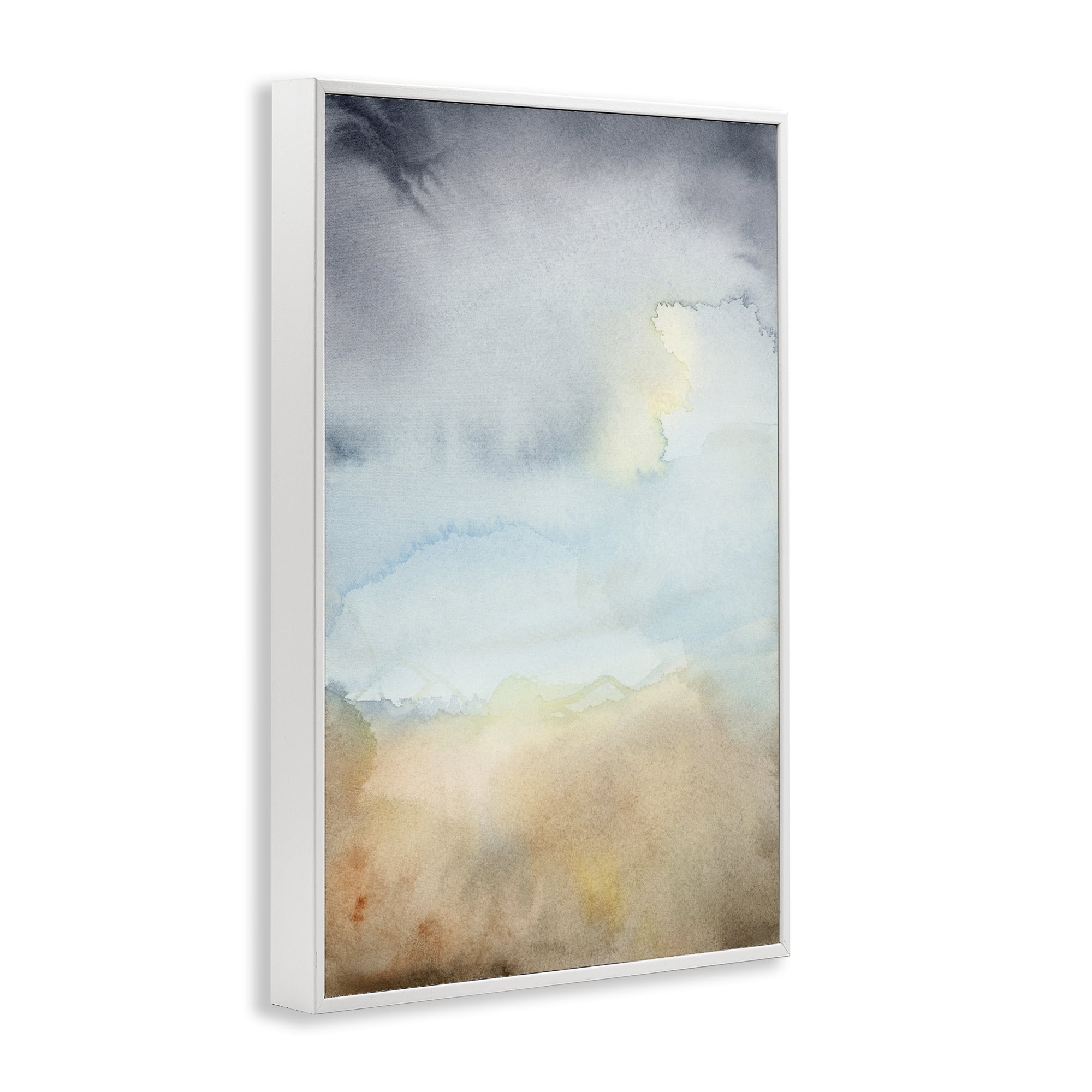 Stupell Industries Soft Fluid Landscape Abstract Painting White Framed Art Print Wall Art, 12 x 18