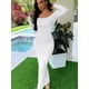 thumbnail image 4 of Vestido de fiesta sexy con hombros descubiertos y escote oblicuo para mujer, ropa para discoteca, vestidos ajustados fruncidos con espalda descubierta y mangas largas, 4 of 5