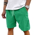 thumbnail image 2 of Men's Corduroy Shorts Casual Elastic Waist Drawstring Lightweight Summer Beach Shorts Green L, 2 of 6