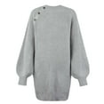 thumbnail image 7 of Fesfesfes Women Sweater Fall Winter Solid Color Button Crew Neck Sweater Long Sleeve Pocket Dress Clearance Under $10, 7 of 7