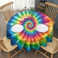 thumbnail image 3 of Colorful Rainbow Tie Dye Spiral Pattern Round Tablecloth 60"x60",Wrinkle Wipeable Table Cloth for Kitchen Dining Room Picnic Patio Party, 3 of 6