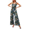 thumbnail image 2 of Sunloudy - Mono informal con cuello cuadrado para mujer, a la moda, color sólido/estampado, sin mangas, con pernera ancha Sunloudy  S, M, L, XL, 2 of 9