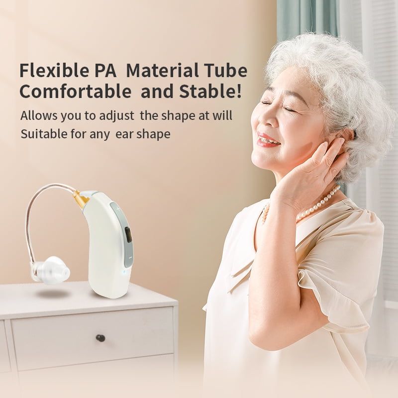 Delmicure Hearing Aids for Seniors, 32-Channel Digital Hearing Aid, 4-Mode, Rechargeable, VHP-1804, White, Pair
