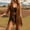 Coffee, variant on Womens Fringe Vest Coat, 70s Hippie Cowgirl Sleeveless Cardigan Western Suede Leather Mardi Gras Tassel Outerwear