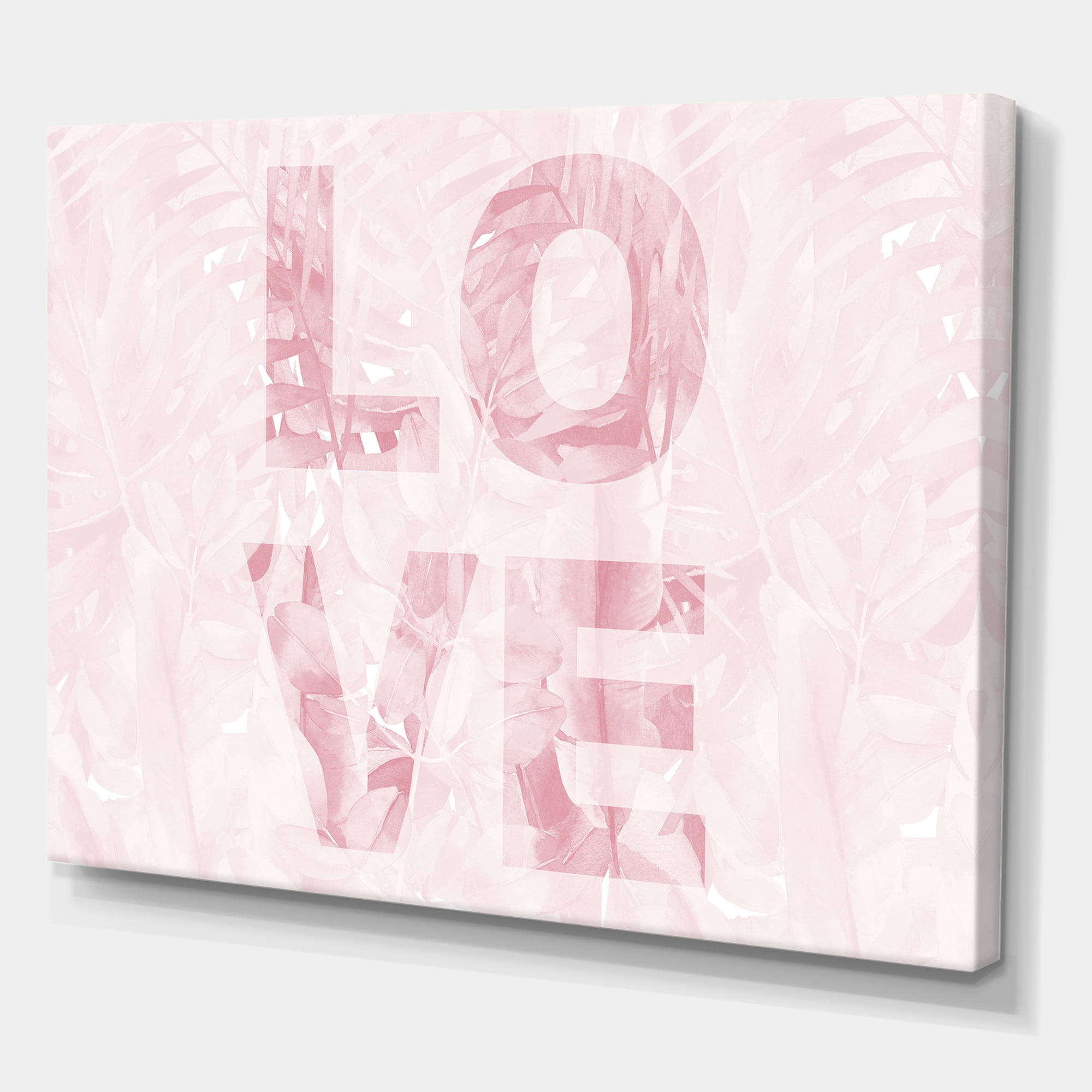 Designart ' Pink Pastel Love Abstract ' Shabby Chic Canvas Wall Art Print
