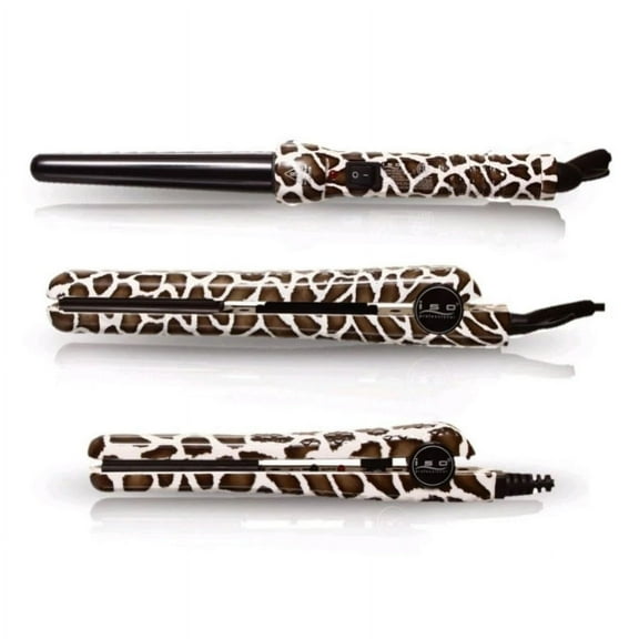 ISO Beauty Full Set w/ 1.25" Hair Straightener, Curling Iron Wand and Mini Flat Iron Complete Full Set (Giraffe)