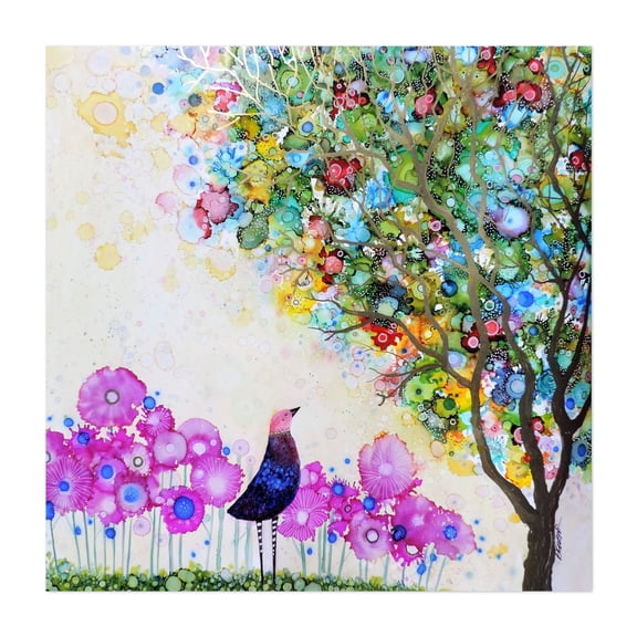 je suis plenitude - Painting Abstract Watercolor Floral Psychedelic Bird Whimsical Nature Unframed Wall Art Print 6 x 6 inches