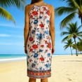 thumbnail image 7 of Summer Dresses for Women Boho Spaghetti Strap Crewneck Sleeveless Knee Length Sundresses Floral Beach Vacation Dress S-2XL, 7 of 7
