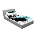 thumbnail image 2 of Ambesonne Grunge Fitted Sheet & Pillow Sham Set, Young Boy Skater Exotic, Twin, Black Pale Blue, 2 of 2