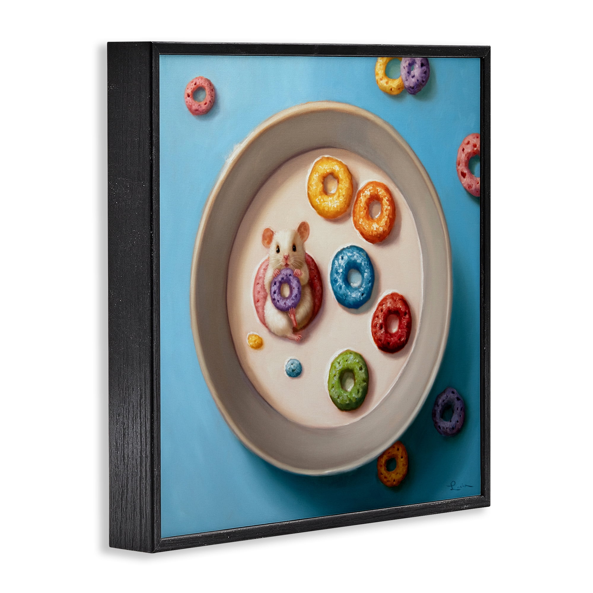 Stupell Industries Morning Dunk Cereal Mouse Black Framed Giclee Art, design by Lucia Heffernan