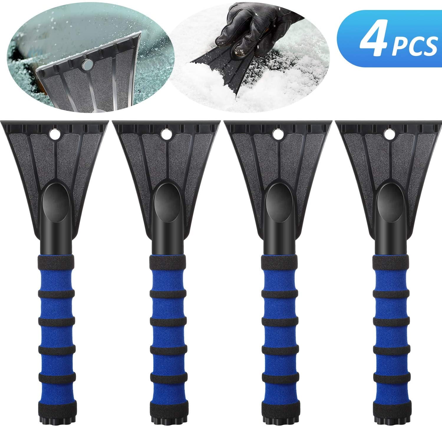 Mudder 4 Pieces Ice Scraper Ice Snow Scraper Frost and Snow Scraper Removal Tool for Car Windshield Window Frost Scraping Snow 