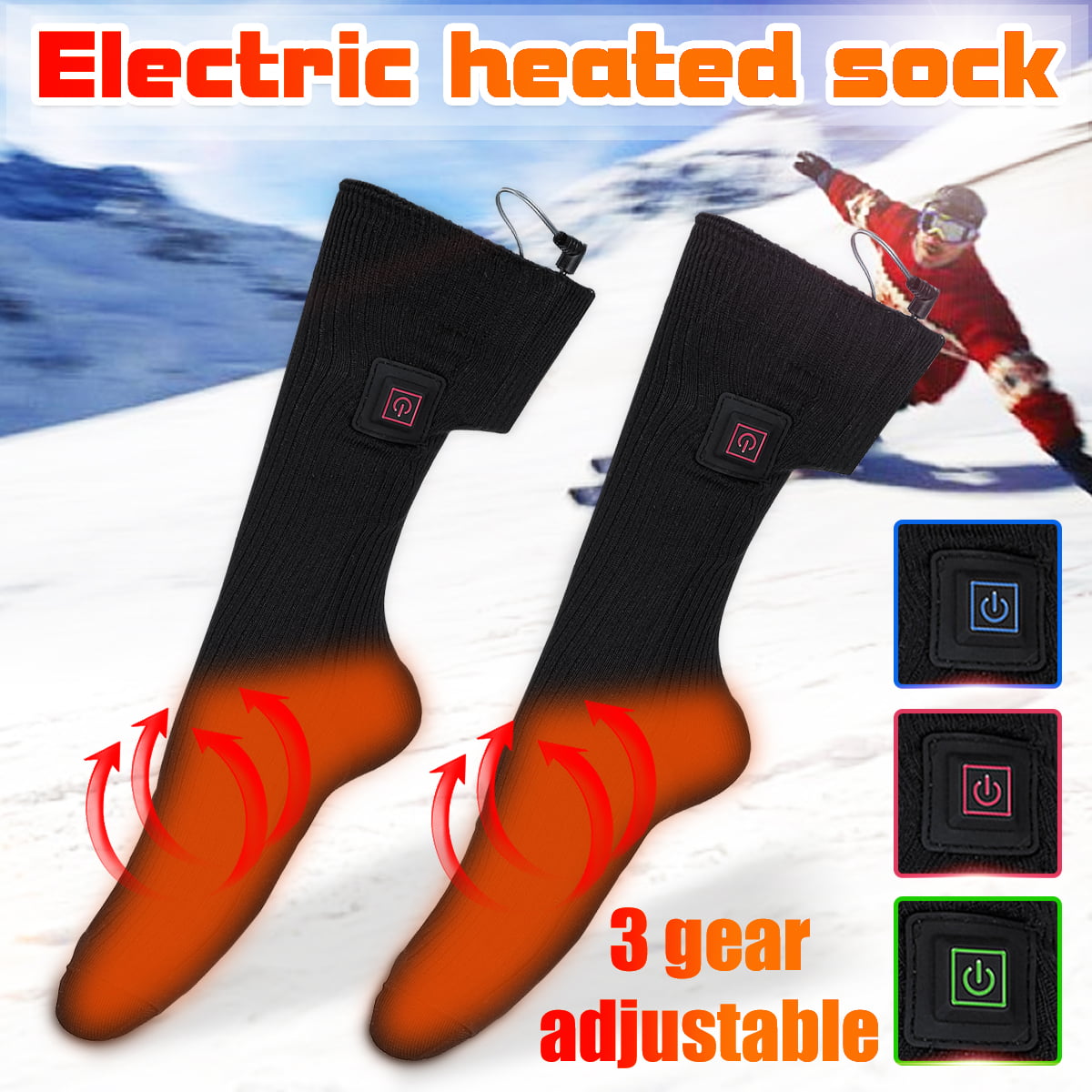 Skiing Heated Socks For Men Women Winter Warming Cycling Hiking Snowboard Socks 