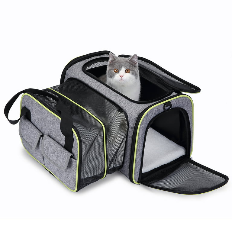Pet Carrier 39 Soft-Sided with Divider and Dual Compartment in Gray