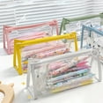 thumbnail image 2 of Clear Pen Bag Multi-purpose Rectangle Shape Colored Zipper Stationery Bag Student Accessory, 2 of 7