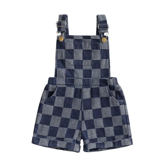 Staki Overalls for Girls Girls Summer Sleeveless Casual Romper Spaghetti Strap Shorts Jumpsuit with Pockets 12M 18M 24M Navy,2-3 Years