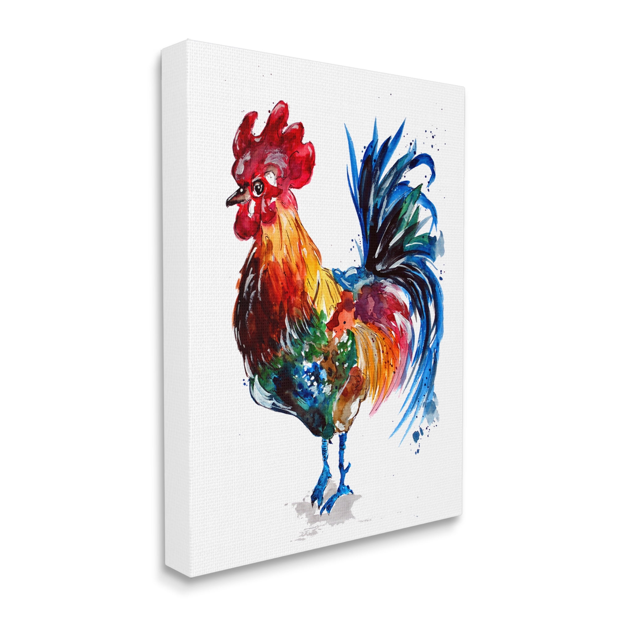 Stupell Industries Rooster with Modern Splash Animals & Insects Painting Gallery Wrapped Canvas Print Wall Art, 30 x 40
