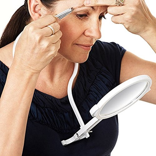 Deluxe Hands Free MakeUp Mirror, White