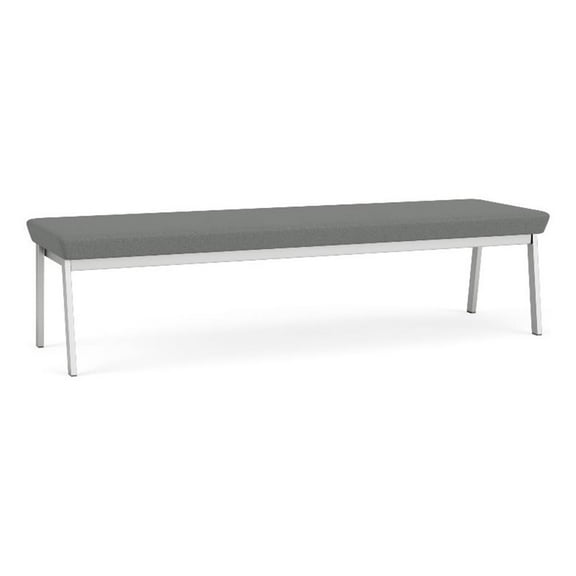 Newport Reception Waiting 18.5" 3-Seat Bench / Silver Steel / Light Gray