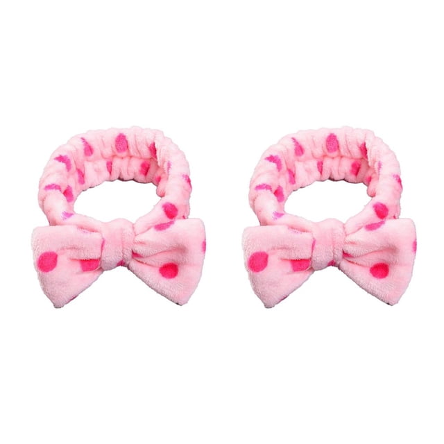 Qarigey Diademas Bowknot Stretch Head Band Hairband para de cara Pink rose punto rojo rosa rosa 2Conjunto