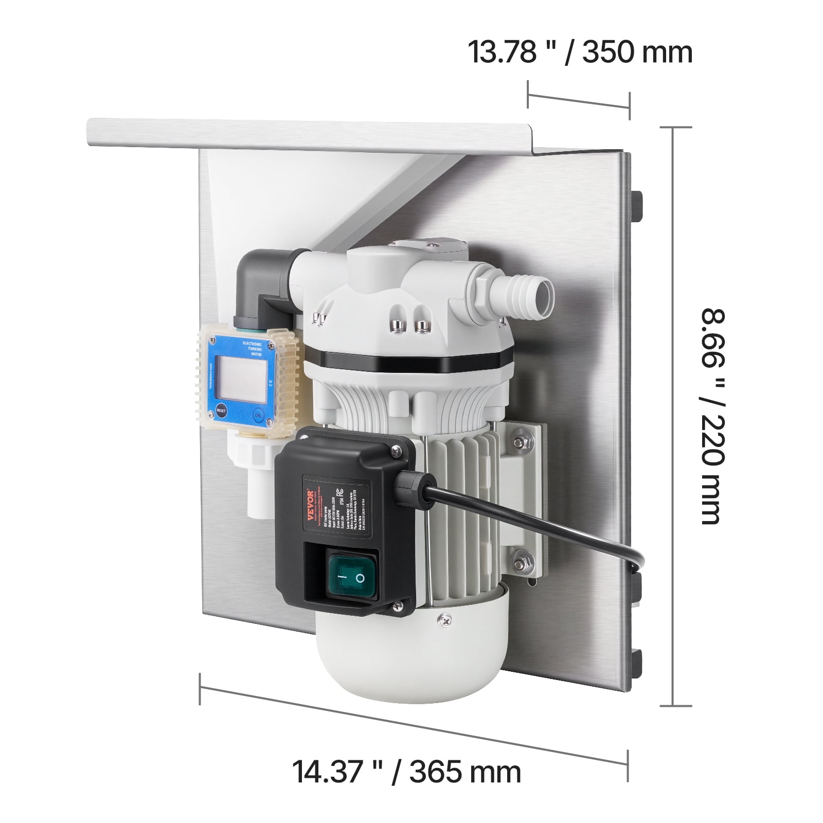 VEVOR 110V DEF Transfer Pump Kit, 8 GPM, Diaphragm Self Priming Electric Water Pump for Diesel Exhaust Fluid Urea, with Mounting Bracket Flow Meter Automatic Nozzle Hose, for Liquid Transportation